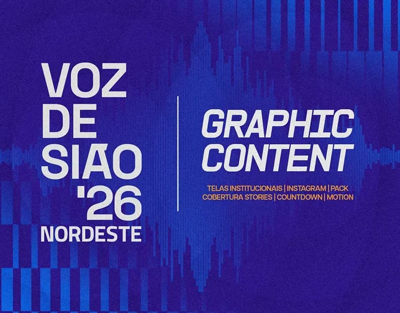 Capa do projeto Voz de Sião ’26 Nordeste: telas institucionais, Instagram, stories, countdown e motion